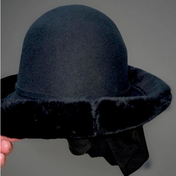 Vintage Plaza Suite Wrap Hat Black Wool Fur Brim & Scarf Betmar - Picture 1 of 8